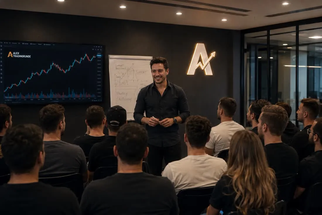 Alex spricht auf einem Community-Event vor Mitgliedern